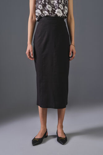 Ebony Elegance Viscose Skirt, Black, image 2
